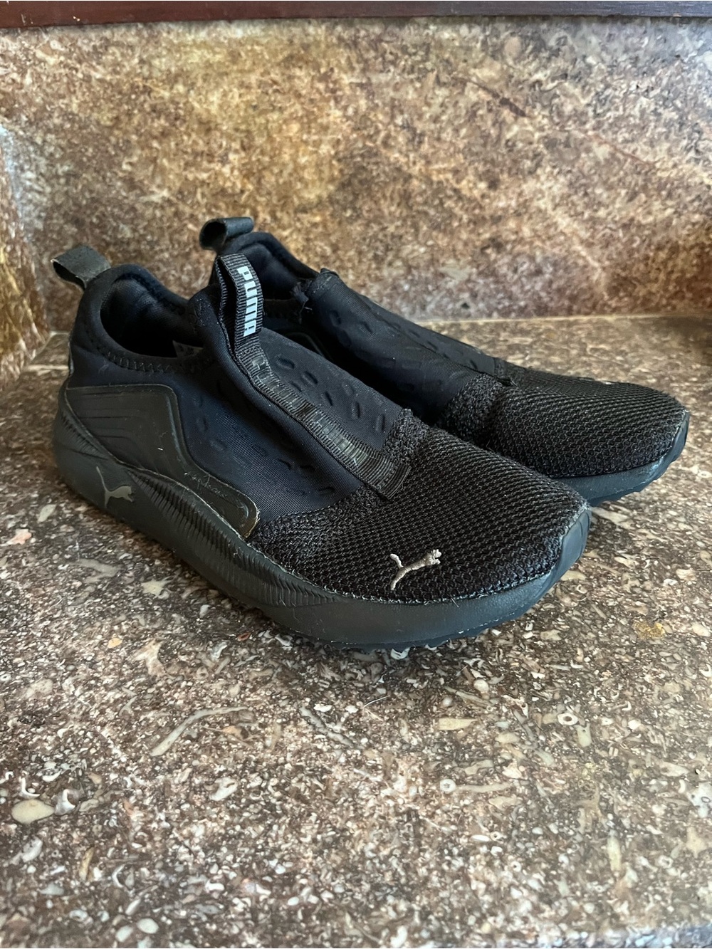 Puma Black Slip-On Kids Athletic Sneakers